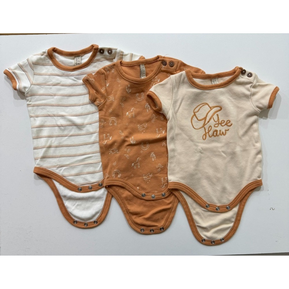 3 Chickpea Organic Toddler Boys 3-6M Orange 100% Cotton